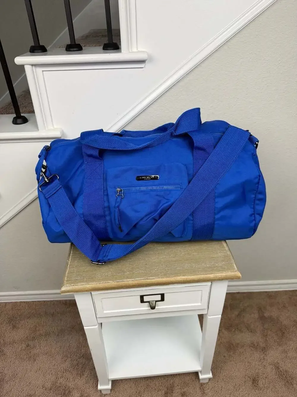 Givenchy Parfums Blue Nylon Gym Duffel Bag with Front Zipper Pocket